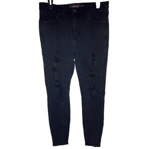 Torrid Jeans 10 R Black Premium Sky high Skinny Distressed Torn Minimalist